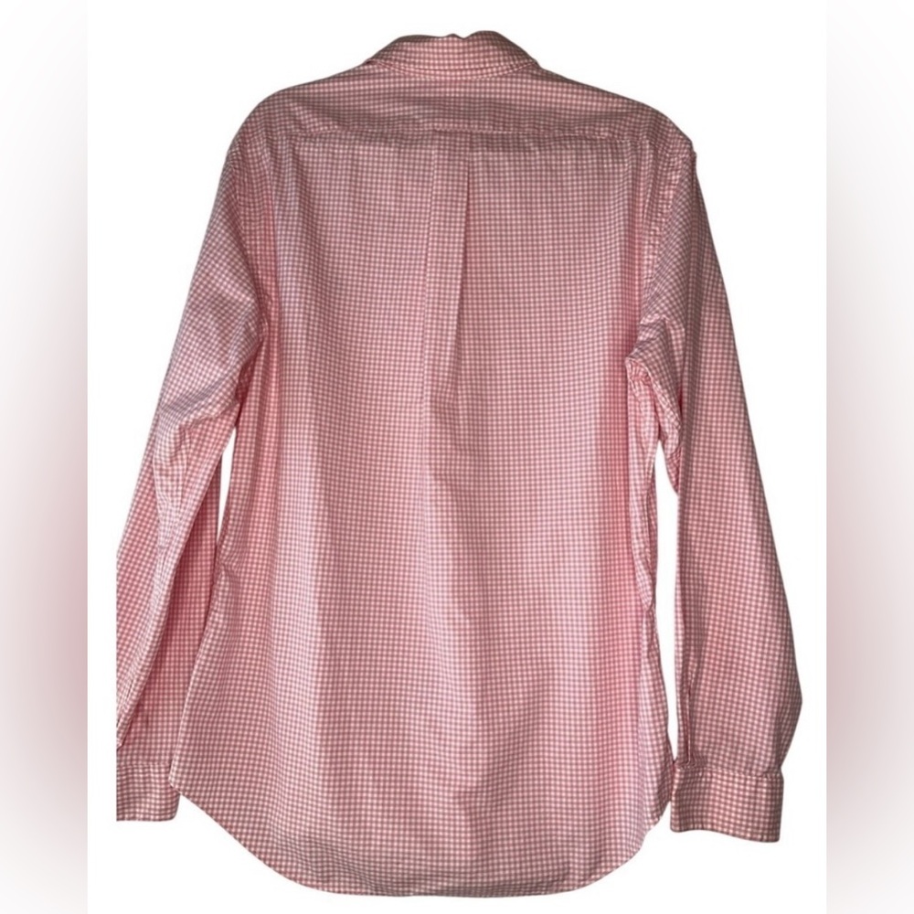 Ralph Lauren Slim Fit 100% Cotton Pink Gingham Button Up Long Sleeve Shirt L - Picture 2 of 7